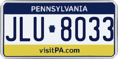 PA license plate JLU8033