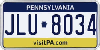PA license plate JLU8034