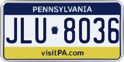 PA license plate JLU8036