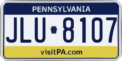 PA license plate JLU8107