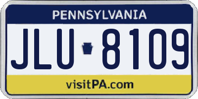 PA license plate JLU8109