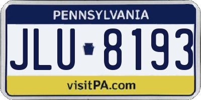 PA license plate JLU8193