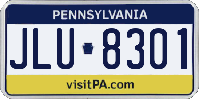 PA license plate JLU8301