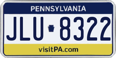 PA license plate JLU8322