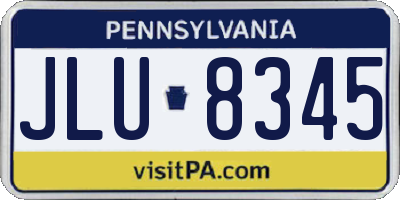 PA license plate JLU8345