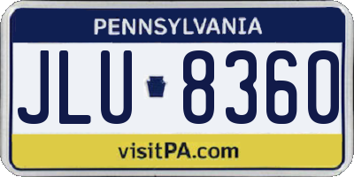 PA license plate JLU8360
