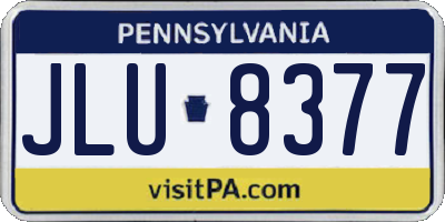 PA license plate JLU8377