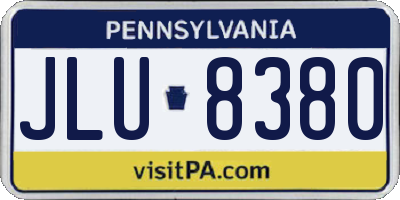 PA license plate JLU8380