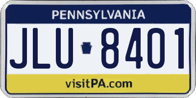 PA license plate JLU8401