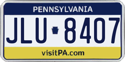 PA license plate JLU8407