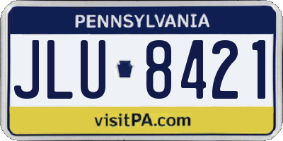 PA license plate JLU8421