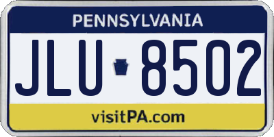 PA license plate JLU8502