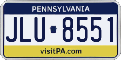 PA license plate JLU8551
