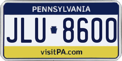 PA license plate JLU8600