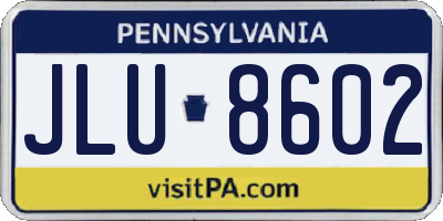 PA license plate JLU8602
