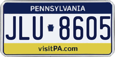 PA license plate JLU8605
