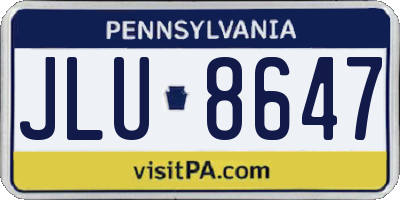 PA license plate JLU8647