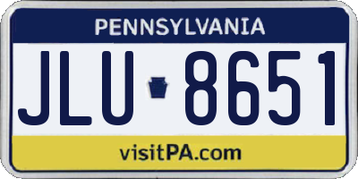 PA license plate JLU8651