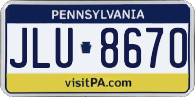 PA license plate JLU8670