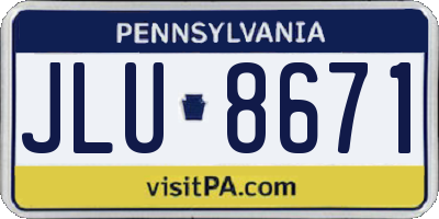 PA license plate JLU8671