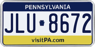 PA license plate JLU8672