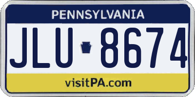 PA license plate JLU8674