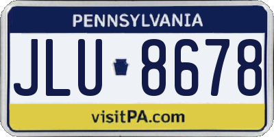 PA license plate JLU8678