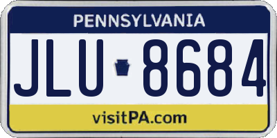 PA license plate JLU8684