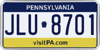 PA license plate JLU8701