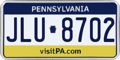 PA license plate JLU8702