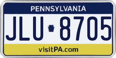 PA license plate JLU8705