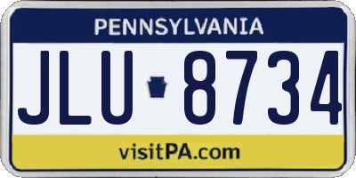 PA license plate JLU8734