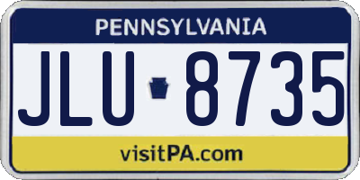 PA license plate JLU8735