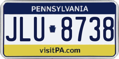 PA license plate JLU8738