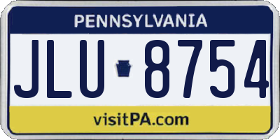 PA license plate JLU8754