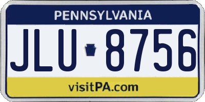 PA license plate JLU8756