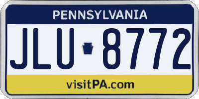 PA license plate JLU8772