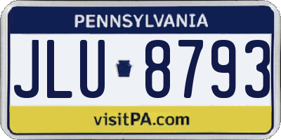 PA license plate JLU8793