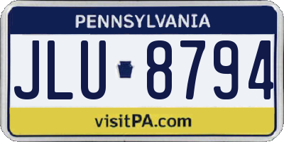 PA license plate JLU8794
