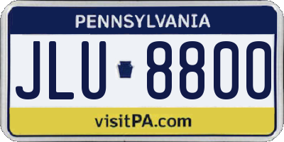 PA license plate JLU8800