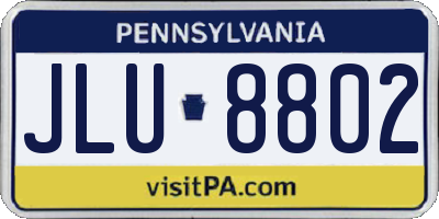 PA license plate JLU8802