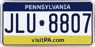 PA license plate JLU8807