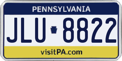 PA license plate JLU8822