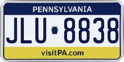 PA license plate JLU8838