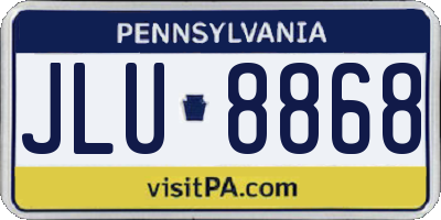PA license plate JLU8868