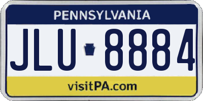 PA license plate JLU8884