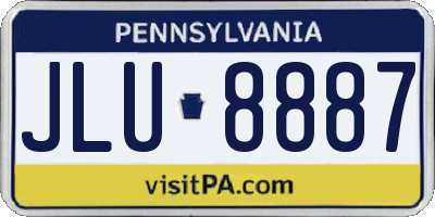 PA license plate JLU8887