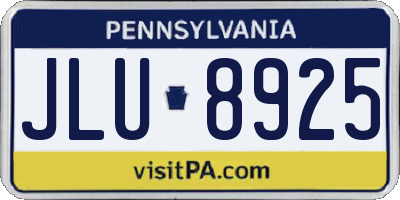 PA license plate JLU8925