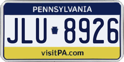 PA license plate JLU8926