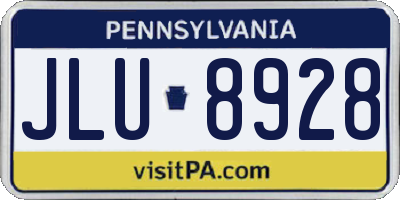 PA license plate JLU8928